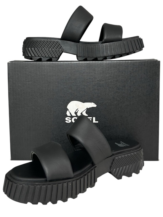Sorel Shoes - NWT SOREL Ona Streetworks Platform Slide Leather Upper Sandals Black Size 9.5